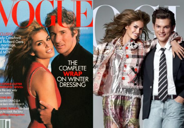 Корицата на Vogue с дъщерята на Синди Кроуфорд и сина на Ричард Гиър - 34 години след оригинала с родителите им