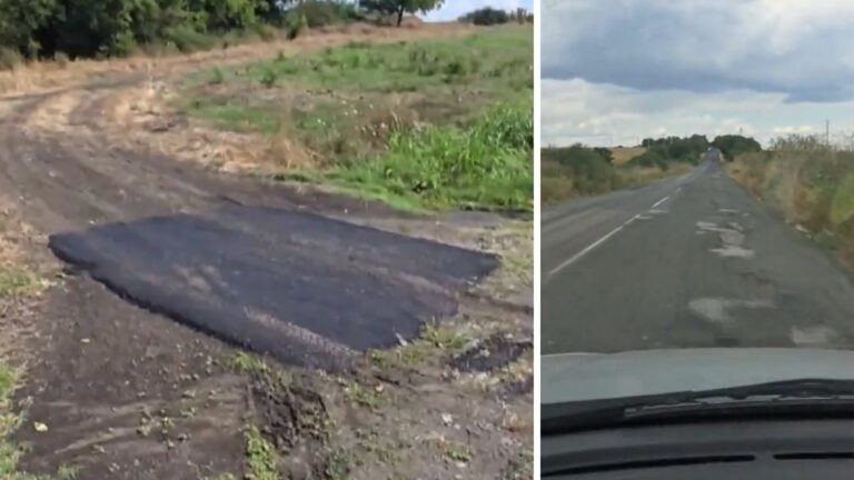 АПИ асфалтира поляна вместо дупки по пътя