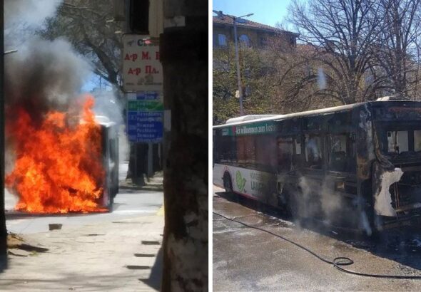 Автобус на градския транспорт в Пловдив се запали в движение