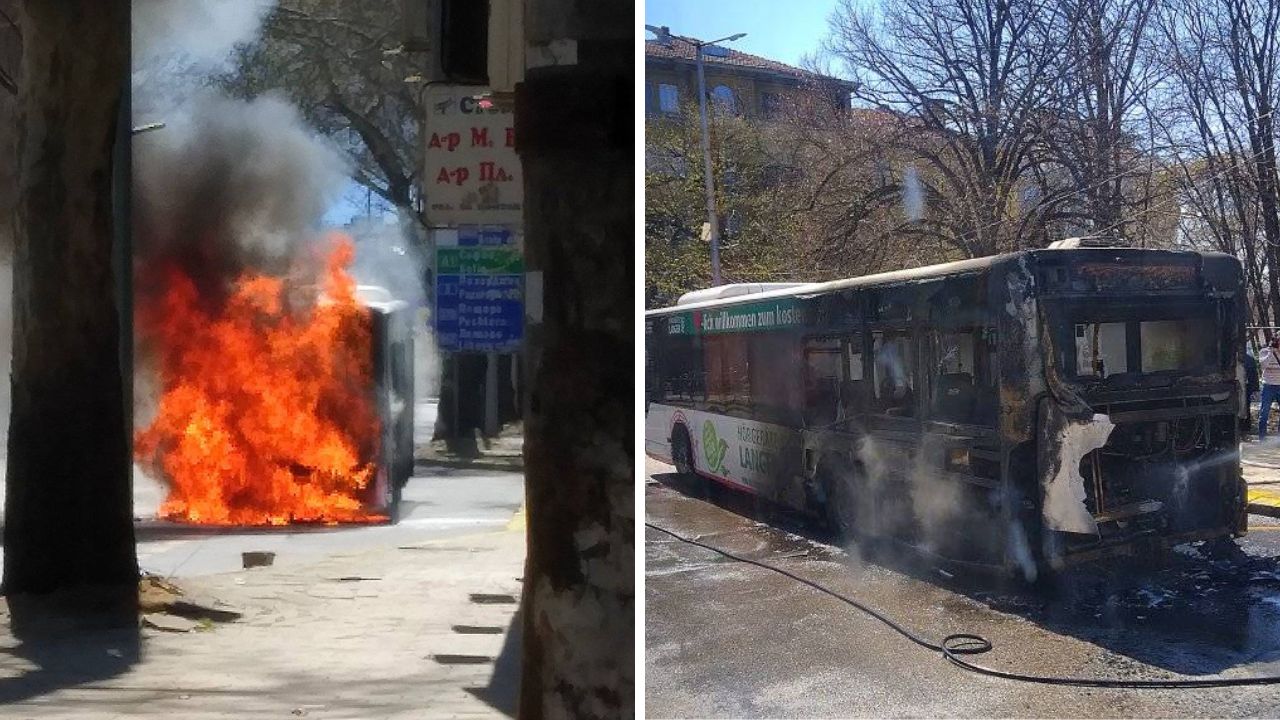 Автобус на градския транспорт в Пловдив се запали в движение