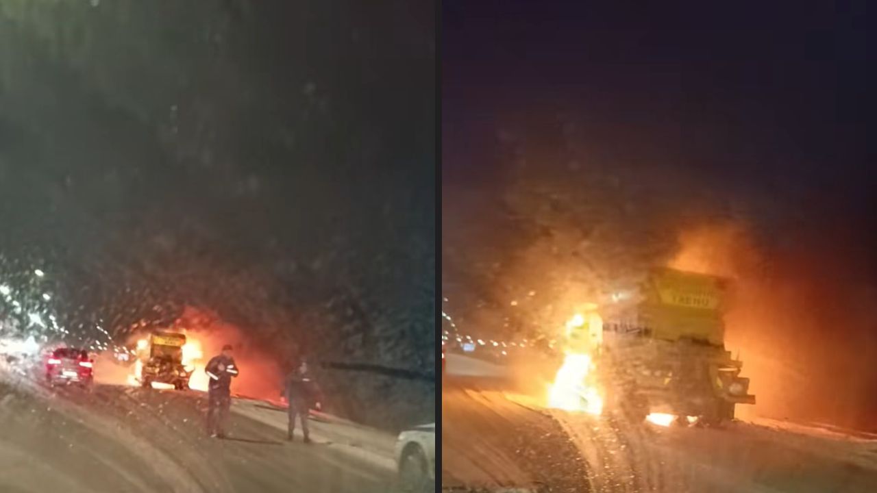 Снегорин се запали в движение на Северната тангента в София