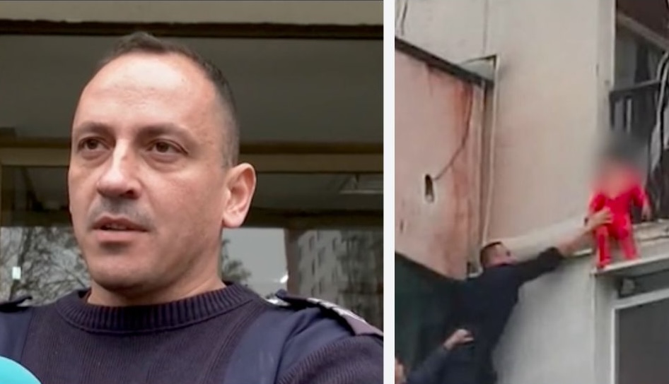 „Ще ти купя шоколад, само не се пускай". Полицай спаси дете, увиснало от осмия етаж