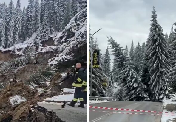Свлачище отнесе напълно част от пътя между Смолян и Пампорово