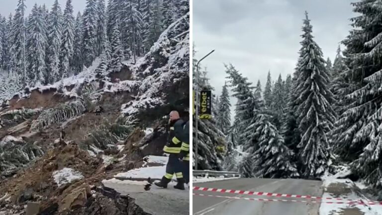 Свлачище отнесе напълно част от пътя между Смолян и Пампорово